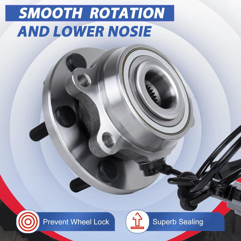 Two Pack Front Wheel Hub Bearing Assembly With ABS For 4WD Nissan Frontier 2005 2015 And Pathfinder 2005 2012 showcasing features