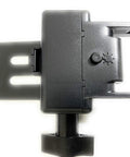 Side view of black Two Pack Bench Grinder Eye Shield Replacement With Built In LED Lights And Brackets Glass Lenses Easy Install Includes Screws OEM Style Fit Replaces Damaged Shields