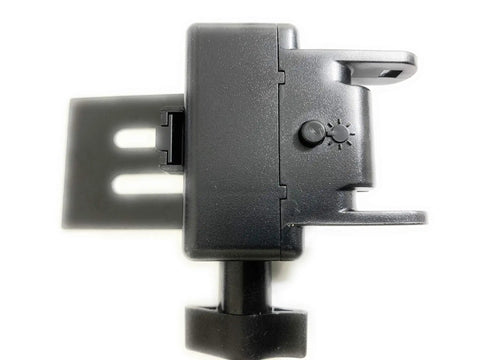Side view of black Two Pack Bench Grinder Eye Shield Replacement With Built In LED Lights And Brackets Glass Lenses Easy Install Includes Screws OEM Style Fit Replaces Damaged Shields