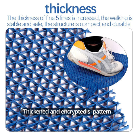 Non Slip Commercial Drainage Floor Mat For Wet Areas 3x10 Ft 0.22 Inch Thick Outdoor Indoor Blue Perfect For Pools Bathrooms Patios Garages Restaurants Bars And Other High Traffic Wet Zones