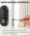 Fingerprint Smart Deadbolt with Keypad and App Control for Keyless Entry Security Lock for Home Apartment Rental featuring easy installation with a screwdriver.