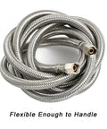 Coiled 6 ft braided stainless steel ice-maker water supply hose with 1/4 inch compression fittings