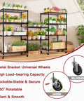 Wire Storage Rack On Wheels, Five Tier Metal Shelving For Kitchen Or Garage, 24 Inch Wide By 18 Inch Deep By 75 Inch High, NSF Approved Durable Steel Frame With Easy Roll Mobility, Perfect For Food, Spices, Utensils, And Daily Essentials, shown with plants