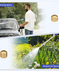 Beefy Jet Nozzle For Garden Hose With High Pressure Power Washer Wand And Two Adjustable Nozzles Copper Connectors Rugged Metal Sprayer Built For Hardcore Cleaning in use washing car and watering plants