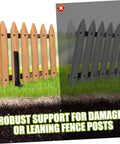 Heavy Duty Fence Post Repair Kit 2 Pack Thickened Metal Fence Anchors for Metal and Wood Posts installed on wooden fence