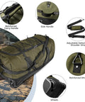 Expandable To 140L Duffle Bag With 2 Beefy Wheels, Oxford Soft Sided Rolling Carry On, dual compartments, shoulder strap