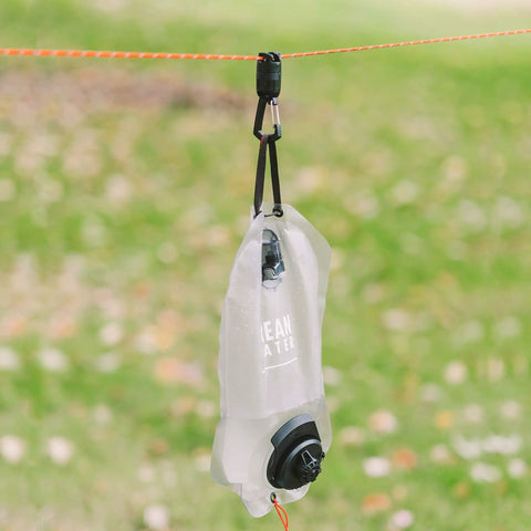 Camp Carabiner For Hanging Towels, Lights, Packs And Small Gear On 550 Paracord With 1/4-20 Attachment Point in use