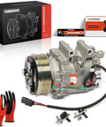 Heavy Duty Air Conditioning Compressor With Clutch Oil Prefilled Trse09 6 Groove Pulley with installation tools and gloves.