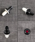 Four views of Three Eighth Inch Inline Vacuum Barbed Check Valve One Way Breather For Fuel Gas Liquid Air, 10mm, ABS shell, silicone diaphragm