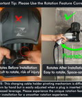 Swivel EV Charger Wall Mount for Tight Spaces, demonstrating correct rotation feature for J1772 cord management