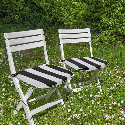 Outdoor Chair Cushions Set Of 2 17 By 16 Inch With Ties Water Resistant All Weather U Shape Seat Pads For Patio Garden Balcony Indoors Or Outdoors Fade Resistant Black Stripe
