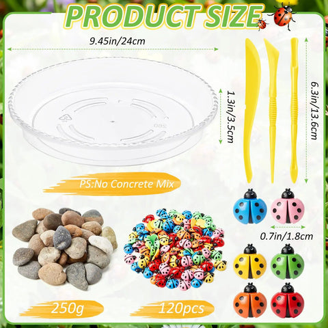 DIY Stepping Stone Kit With 12 Round 10 Inch Molds For DIYers Ocean Theme Resin Animals And Ladybug Decor Includes 12 Sculpting Tools