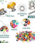 Diy Sparkle Fairy Wand Garden Stakes And Plant Support Kit With Premium Heavy Duty Stainless Steel Rods Plus Colorful Rhinestone Crafting Beads display of colorful glass beads and metal hardware.