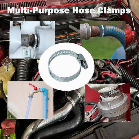 Heavy Duty Stainless Steel Hose Clamps Assortment Kit With Adjustable Worm Gear Band For Garden And Auto Radiator Pipes 6 To 101mm Silver on hoses