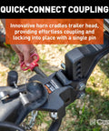 Quick connect of trailer mounted weight distribution hitch with sway control and quick connect for easy hitching two point system.