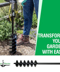 Bulb Planter Auger Drill Bit 4x28 Inches For Garden And Post Holes Get Holes Dug Fast Heavy Duty One Half Inch Hex Drive Non Slip Handle Easy Hole Digging Tool in use