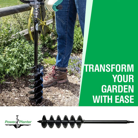 Bulb Planter Auger Drill Bit 4x28 Inches For Garden And Post Holes Get Holes Dug Fast Heavy Duty One Half Inch Hex Drive Non Slip Handle Easy Hole Digging Tool in use