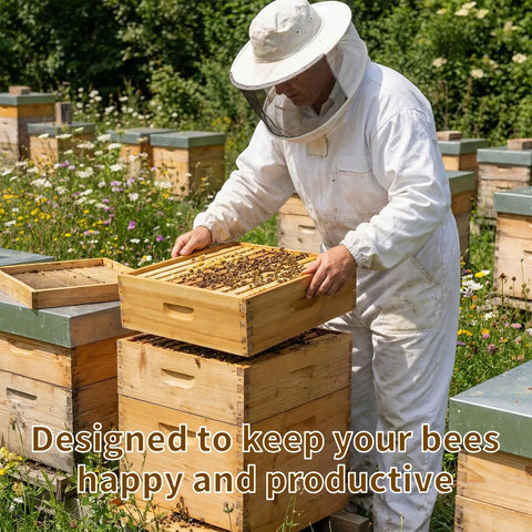 10 Frame Langstroth Medium Super Beehive Box Kit With Beeswax Dip Includes 10 Frames And Wax Foundations Yellow Unassembled