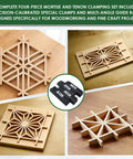 4 Piece Kumiko Joinery Jig Set With Multi Position Angle Guide Rails For Precision Woodworking Clamps And Crafting Projects on display