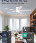 52 Inch Low Profile Ceiling Fan With Light For Low Ceilings White Flush Mount Quiet DC Motor No Fuss App Control And Remote Modern