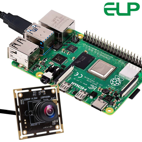 Sony IMX323 Sensor Mini Wide Angle USB Camera Module with Microphone connected to a PC board, featuring a 180 Degree Fisheye Lens.