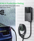 Smart Level 2 EV Charger Up To 50 Amp 240 Volt Indoor Outdoor Car Charging Station With J1772 Connector in rain