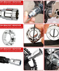 All In One Bike Repair Gear Kit For Mountain Bikes 9 Piece Set showing bottom bracket remover tools in use