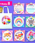 Beginner Embroidery Kit For Kids And Adults Noob Friendly Starter Set With 7 Pre Printed Patterns Tote Bag Hoop And Tool Box