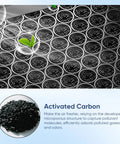 Close-up of activated carbon in Tesla Model 3 And Model Y Cabin Air Filter Kit 2 Pack H13 HEPA with Premium Activated Carbon.