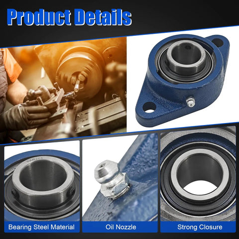 2 Pack Pillow Block Bearing Set 543045052 for Husqvarna FS400 FS400LV showing steel material and oil nozzle details