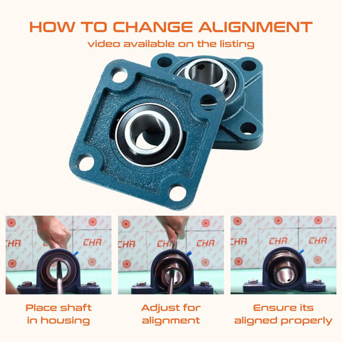 2 Pack UCF20516 Pillow Block Bearings With Chrome Steel Body 1 Inch Bore Square Flange Mounted Workhorse Bearings For Machinery ISO 9001 Certified Built To Last Durable And Reliable Performance, square flange bearing alignment guide