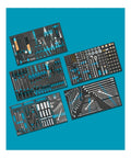 Ultimate 321 Piece Tool Set For Pros 0 179NXL 321 Kit with socket set, ratchets, and wrenches displayed on blue background