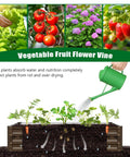 Do It All Galvanized Raised Garden Bed Set With Two Beds And 87 Inch Arch Trellis For Climbing Plants illustration with vegetable and fruit images.