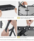 Instructions for assembling Folding Grill Table For Camping And BBQ, Aluminum Outdoor Table With Adjustable Height Up To 27.5 Inches, Black.