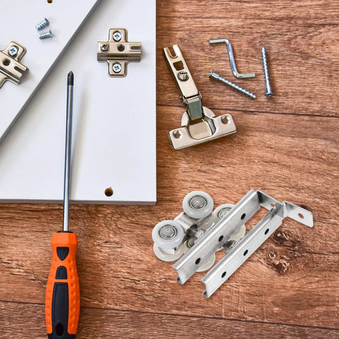 Heavy Duty Stainless Steel Sliding Door Pulleys With Smooth As Butter Bearings For Barn Door Wheels and Closet Track System, kit with screws and screwdriver.