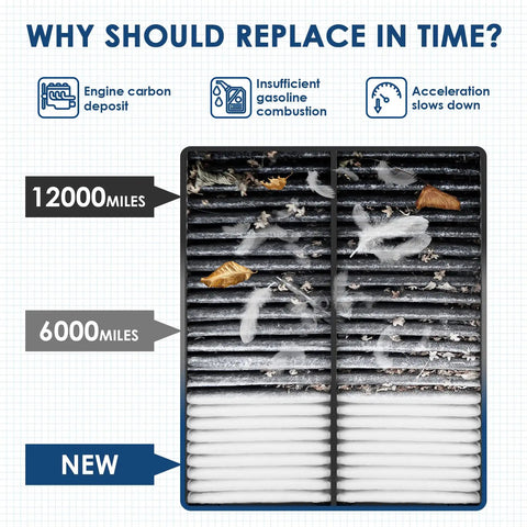Comparison of dirty and new engine air filter for Lexus ES300 ES330 RX330 RX350 and Toyota Camry 2002 2006 Camry Hybrid Solara