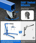Heavy Duty Two Ton Shop Crane Engine Hoist with 360° swivel wheels, durable cast iron for easy maneuvering in garages.