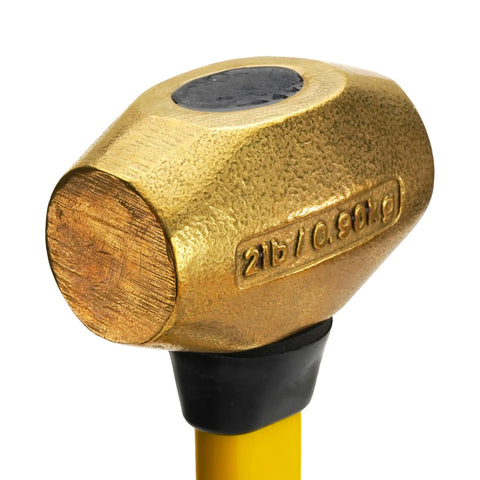 14 Inch Brass Hammer With Fiberglass Handle 2 Pound Non Sparking Tool Double Faced Head USA Made Non Marring Design