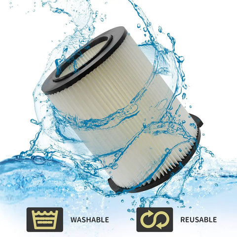 Replacement Filter For Wet Dry Vacuums 5 To 20 Gallon Fits Husky 6 To 9 Gallon Craftsman 17816 with water splash
