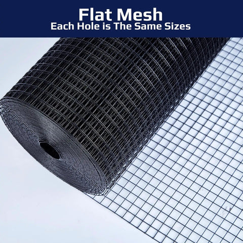 Heavy Duty Black Hardware Cloth 1/2 Inch X 36 Inches By 100 Feet 19 Gauge Galvanized Steel Wire Mesh with thick vinyl coating rolled up.
