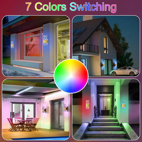 Smart Dimmable LED Wall Sconces Set Of 2 With Alexa And Remote, RGB color tuning lighting outdoors, 4 different color settings