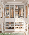 Big League White Closet Organizer System With Eight Deep Drawers And Triple Layer Shoe Rack Knocks It Out As A Hella Spacious Free Standing Tower Rack For Walk In Rooms And Large Bedrooms, featuring organized clothes and shoes.