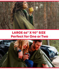 Warm Fire Retardant Wool Blanket For Camping And Hunting Olive Drab Green 66 By 90 Inches 80 Percent Wool Military Style Heavy Duty