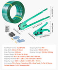 Heavy Duty Banding Strapping Kit With Sealer Tool And Gloves, 1500 Ft PET Strapping, 450 Metal Seals, 150 Corner Protectors
