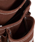 Close-up of Pro Grade 10 Pocket Tool Pouch for Electricians and Contractors, 1680D polyester with detailed stitching.