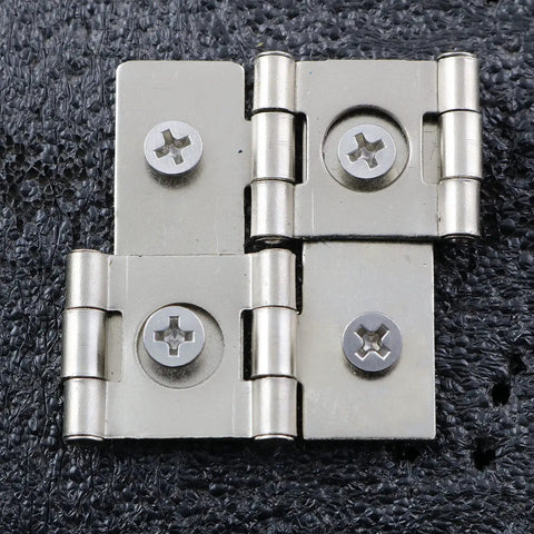 4 Pack White Nickel Screen Hinges For Kitchen Furniture 360 Degree Swivel Double Acting Heavy Duty Iron Folding Hardware With Mounting Screws, close-up view.