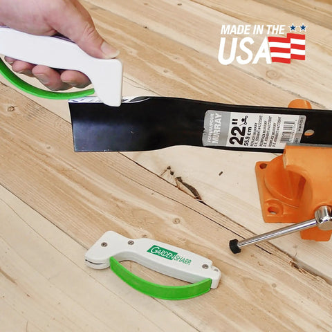 Garden Tool Sharpener With Diamond Honed Tungsten Carbide Blades Keeps Lawnmower Blades Razor Sharp In Just A Few Easy Strokes