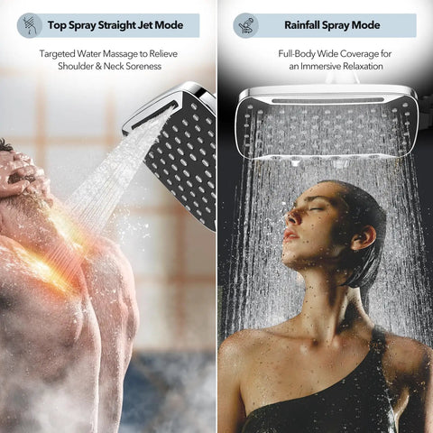 Boss High Pressure Handheld Shower Head With 7 Settings And Power Wash Mode Detachable Chrome Shower Head Kit in use.