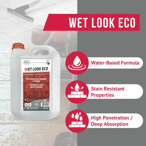 Top Shelf Wet Look Stone Sealer Brings Knockout Color Depth To Porous Masonry With Heavy Duty Stain Blocking Power And Zero Fuss Water Based Application To Seal In A Smooth Satin Finish Across Every Square Foot Of Your Space, 1.5L container on tiled floor.