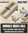 Pro Grade 45 Degree Chamfer Hand Plane For Real Woodworkers With Dead Simple Adjustments Razor Sharp Skewed Blades Plus Rugged Brass Sole For Knockout Edges You Can Truly Trust showing brass sole and blade units.